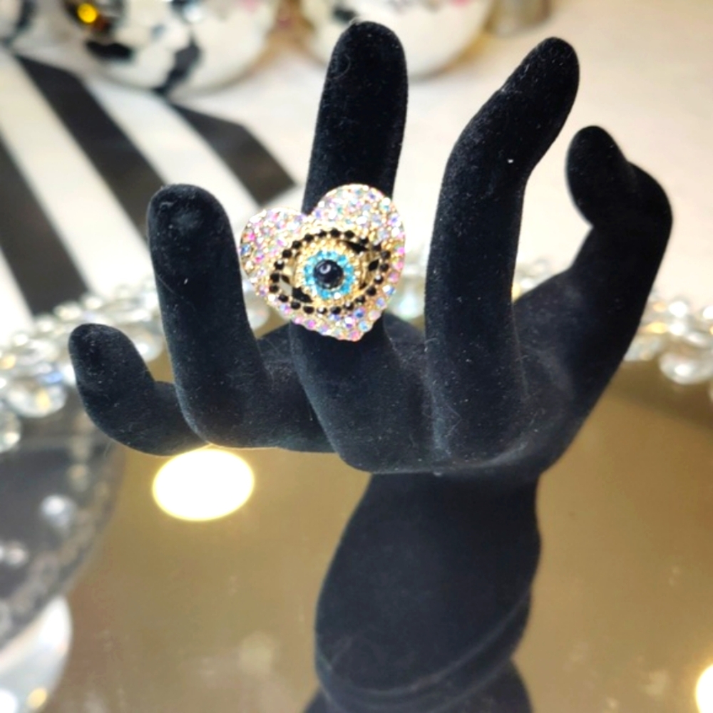 Evil Eye Rhinestone ring - Picture 1 of 4